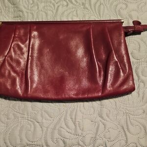 Susan Gail Elegant Burgundy Leather Clutch